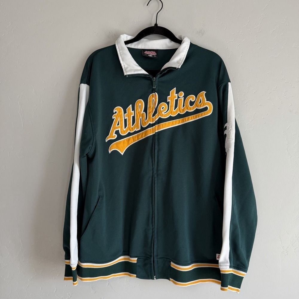 MLB Stitches Oakland Athletics Zip up Track Jacket Green Size L Athletic Gear